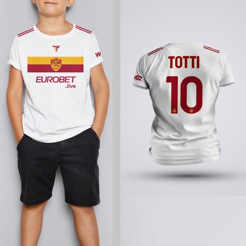 Tricou Copii Totti - AS Roma - Alb