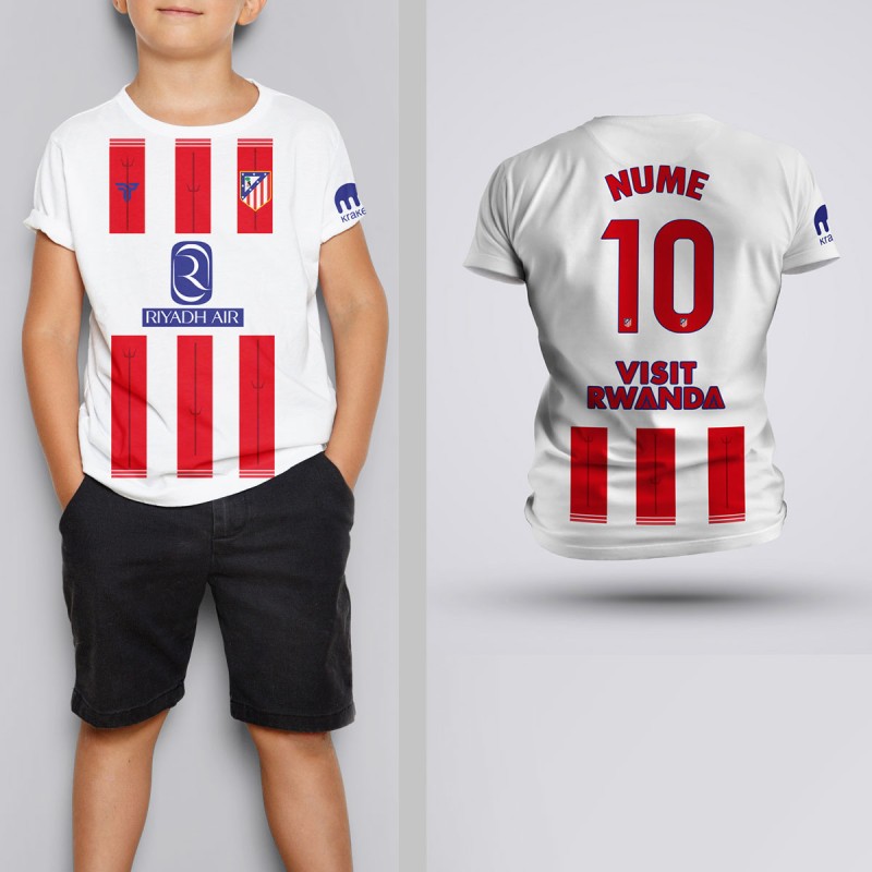 Tricou Copii - Atletico Madrid - Alb - Personalizat