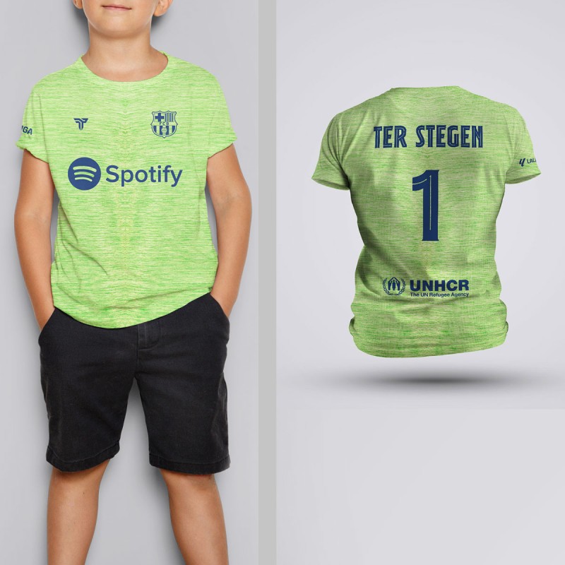 Tricou Copii Ter Stegen - Barcelona - Vernil