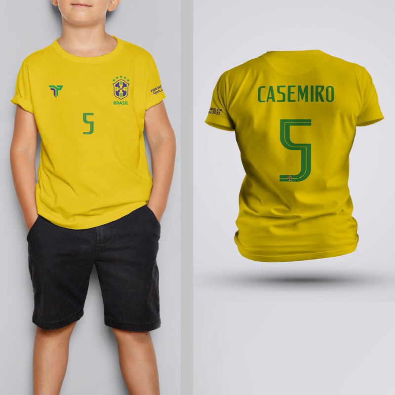 Tricou Copii Casemiro - Brazilia - Galben