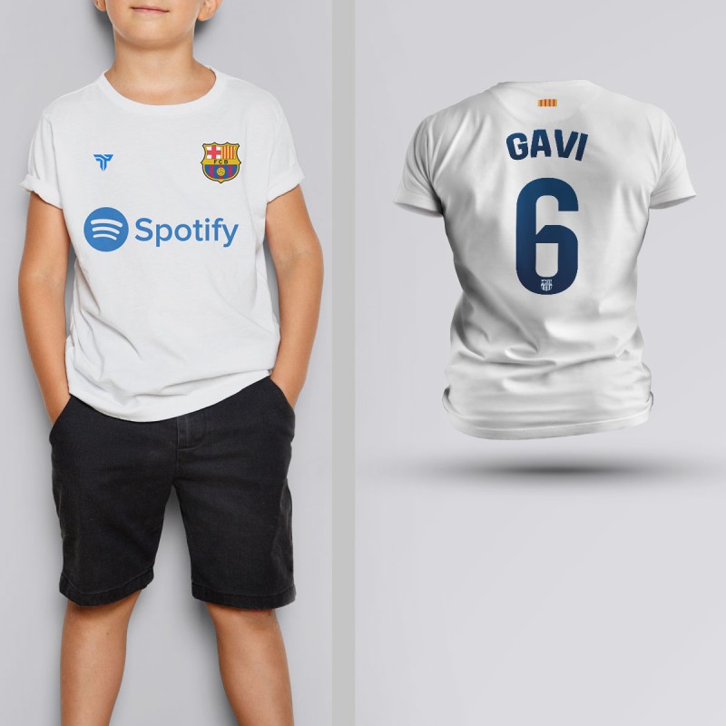 Tricou Copii Gavi - Barcelona - Alb,Tricouri Fotbal