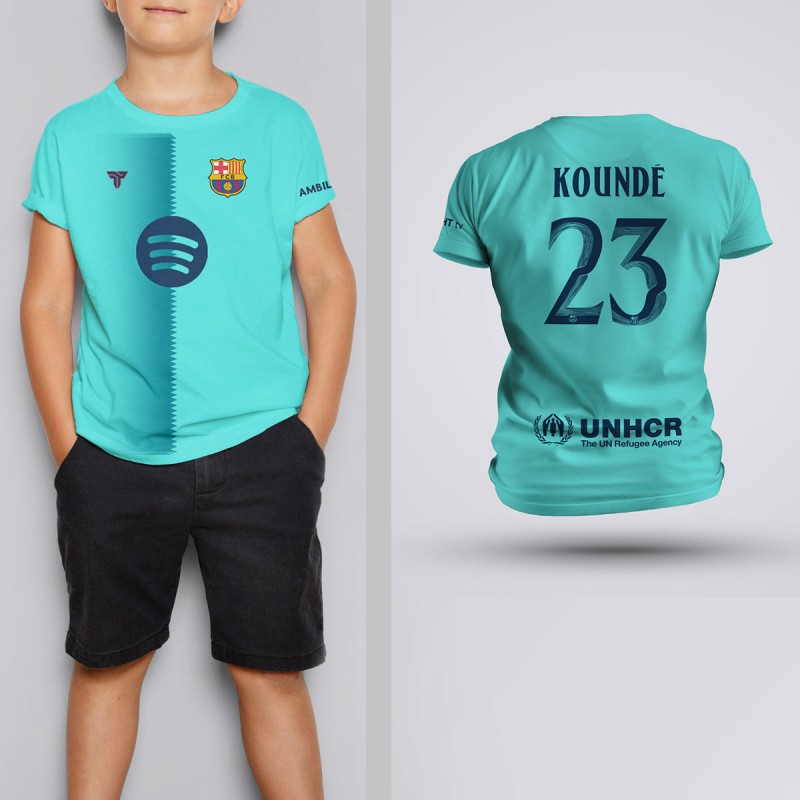 Tricou Copii Kounde - Barcelona - Vernil ,Tricouri Fotbal