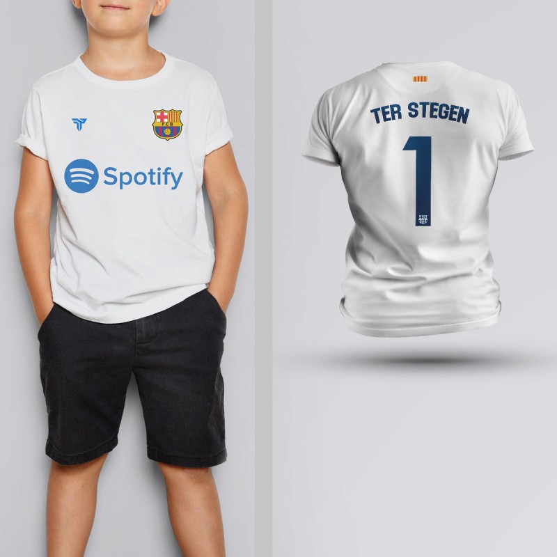 Tricou Copii Ter Stegen - Barcelona - Alb