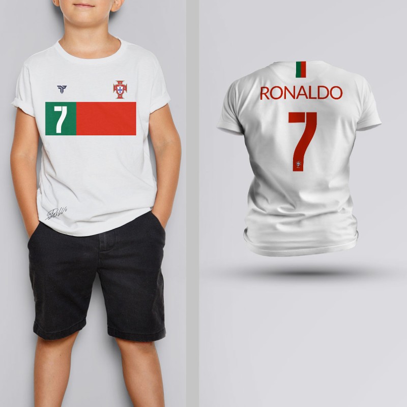 Tricou Copii Ronaldo - Portugalia - Alb