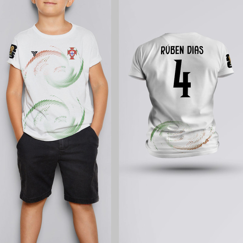 Tricou Copii Ruben Dias - Portugalia - Alb Tricou Copii Ruben Dias - Portugalia - Alb