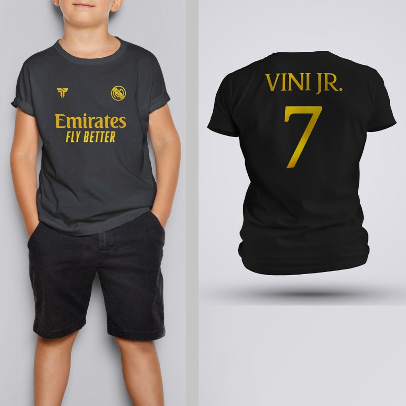 Tricou Copii Vinicius Jr. - Real Madrid - Negru