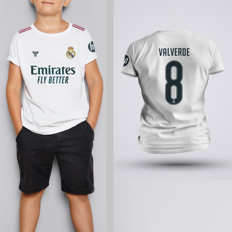 Tricou Copii Valverde - Real Madrid - Alb,Tricouri Fotbal