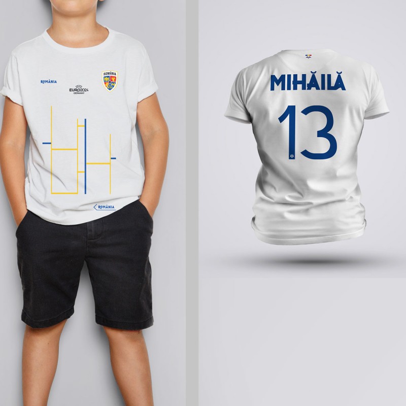 Tricou Copii Mihaila - Romania - Alb,Tricouri Fotbal