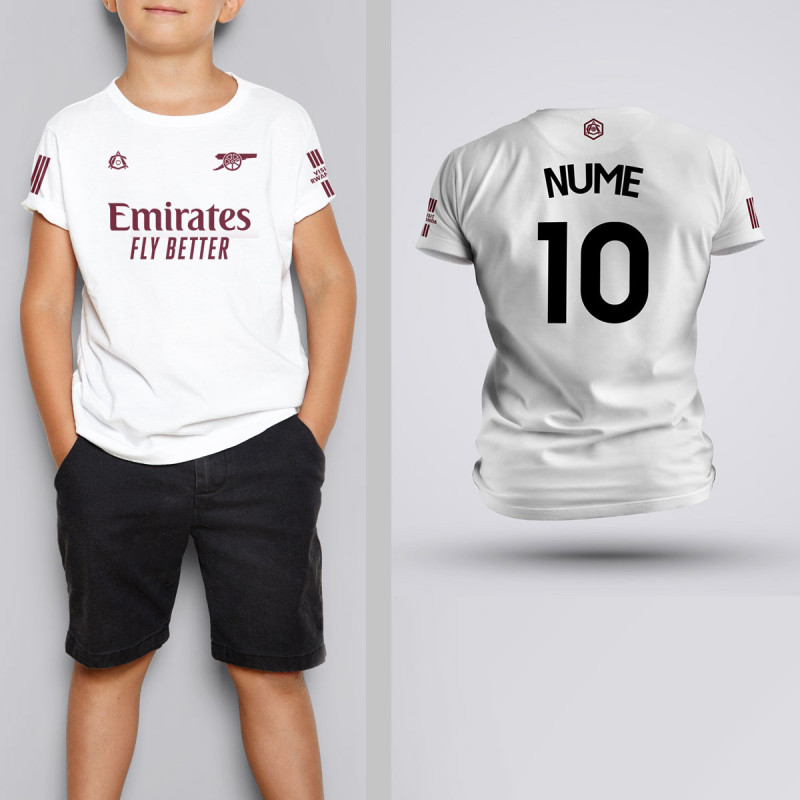 Tricou Copii - Arsenal FC - Alb - Personalizat Tricou Copii - Arsenal FC - Alb - Personalizat