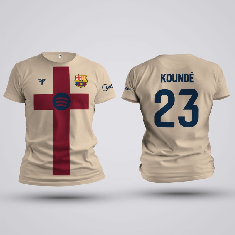 Tricou Kounde - Barcelona - Crem,Tricouri Fotbal