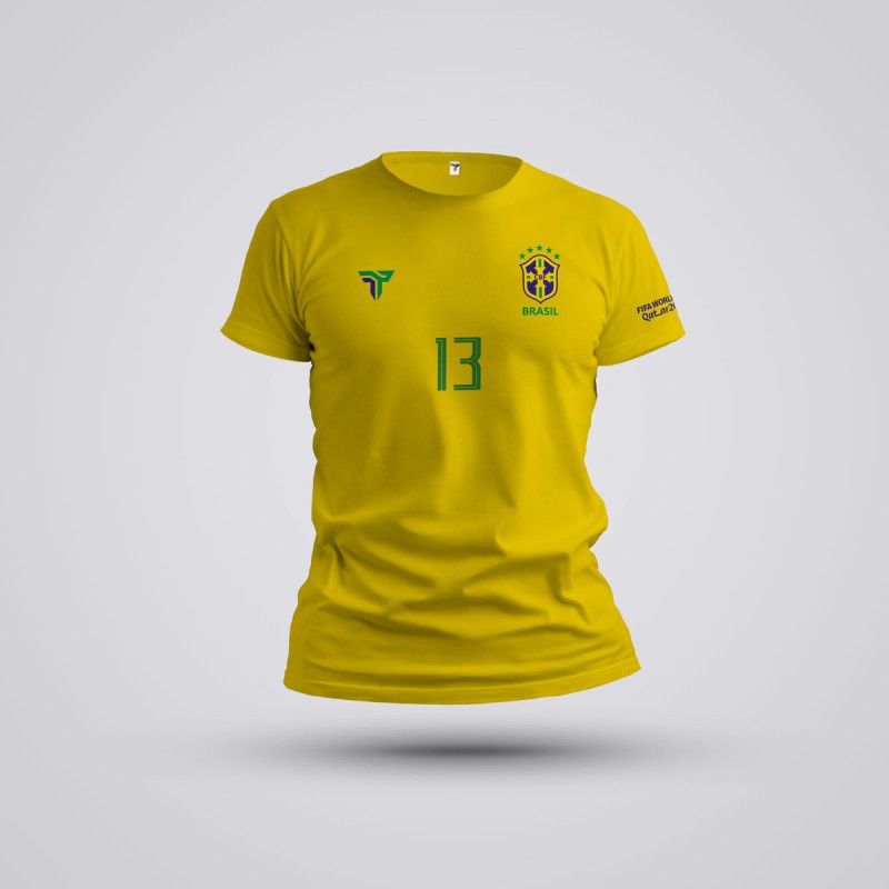 Tricou Copii Dani Alves - Brazilia - Galben