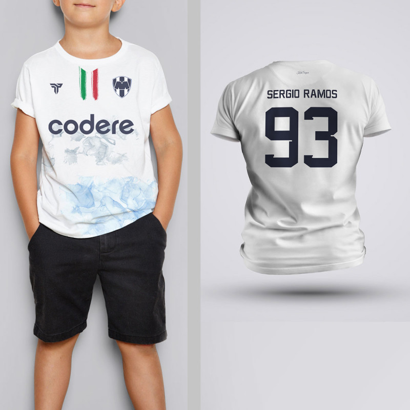 Tricou Copii Sergio Ramos - C.F Monterrey - Alb