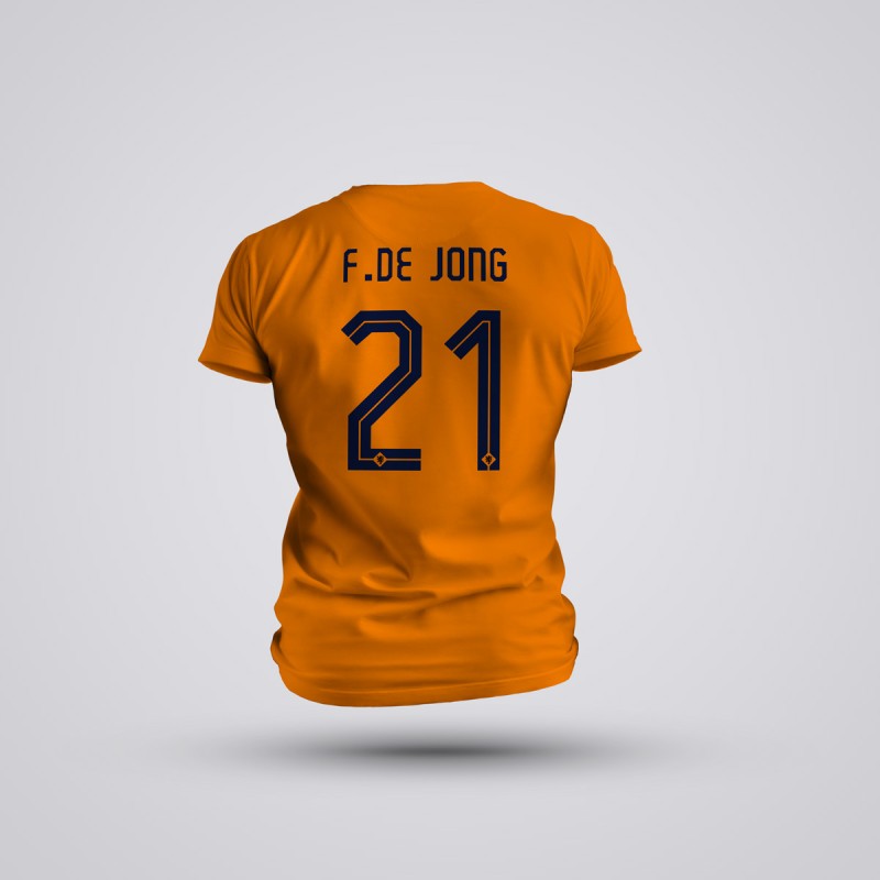 Tricou Copii De Jong - Olanda - Portocaliu,Tricouri Fotbal