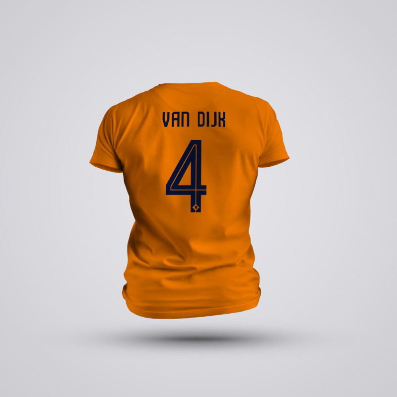 Tricou Copii Van Dijk - Olanda - Portocaliu,Tricouri Fotbal