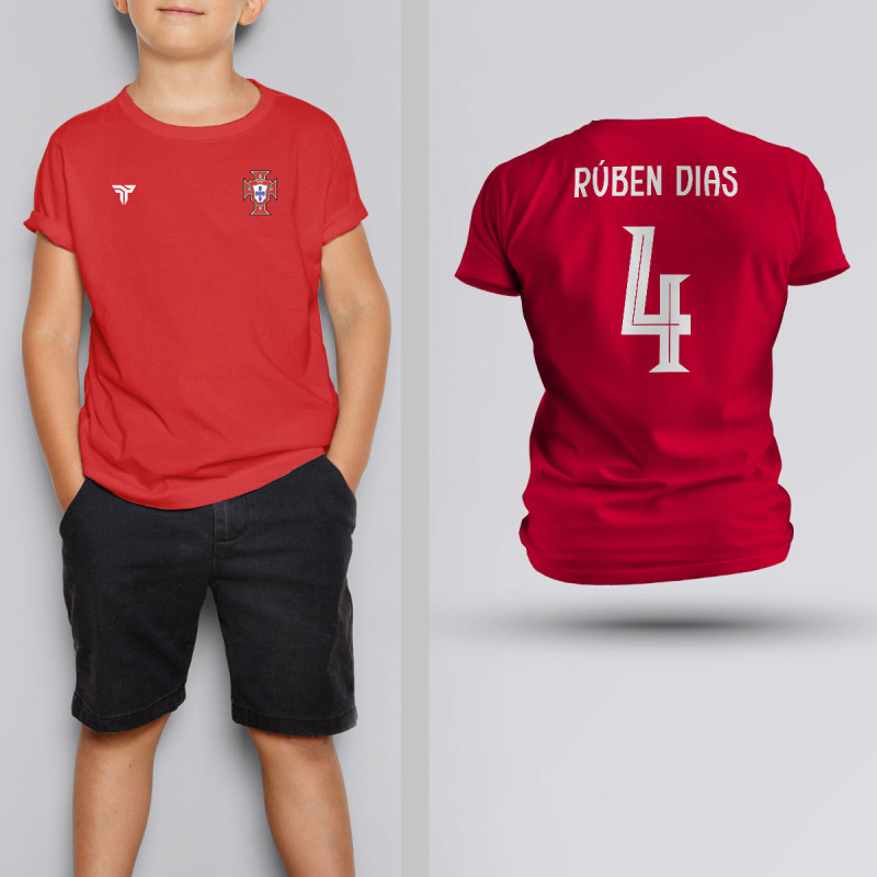 Tricou Copii Ruben Dias - Portugalia - Rosu