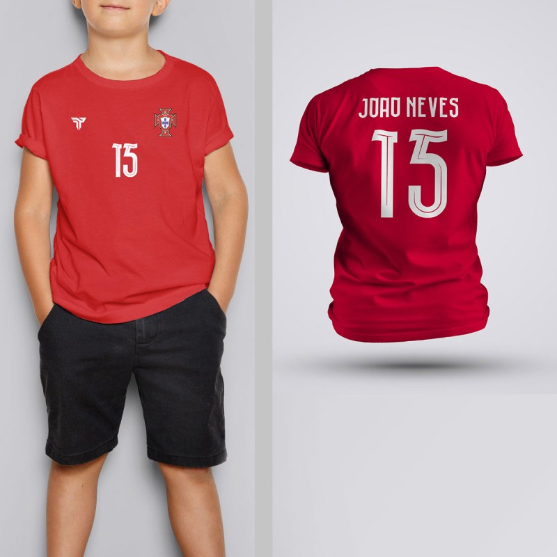 Tricou Copii Neves - Portugalia - Rosu