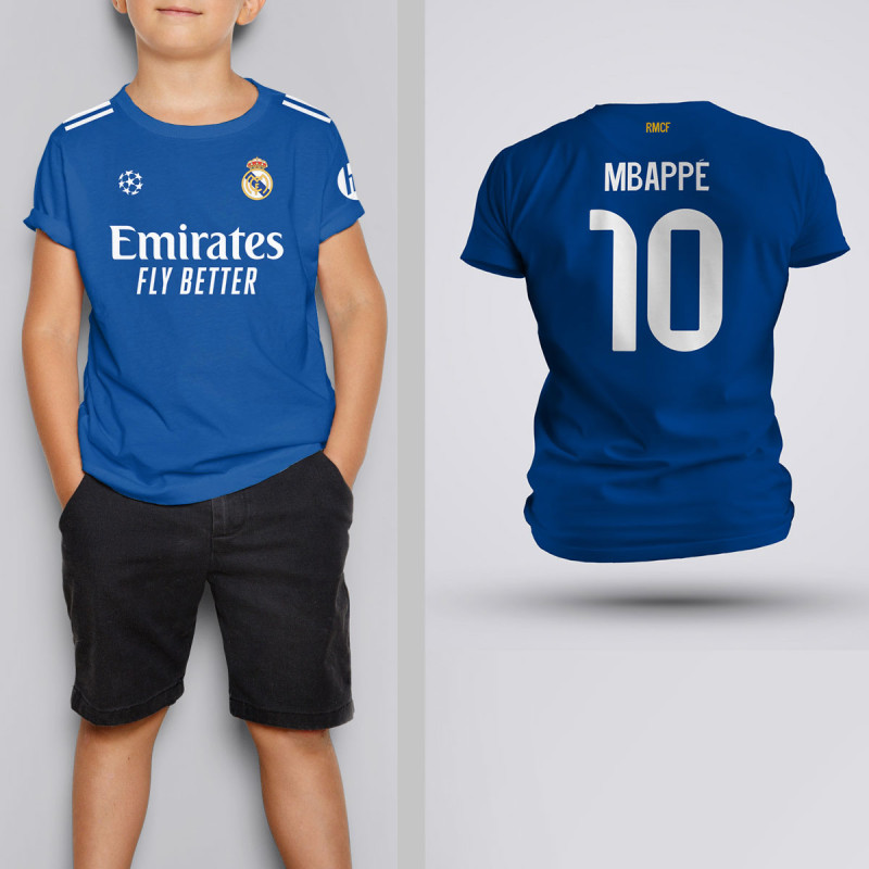 Tricou Copii Mbappe - Real Madrid - Albastru