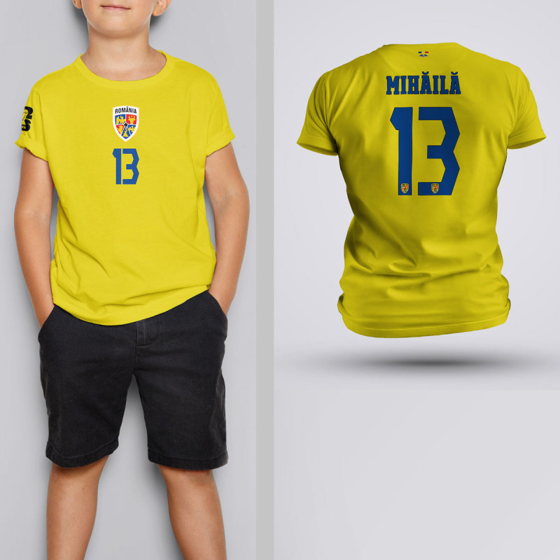 Tricou Copii Mihaila - Romania - Galben,Tricouri Fotbal