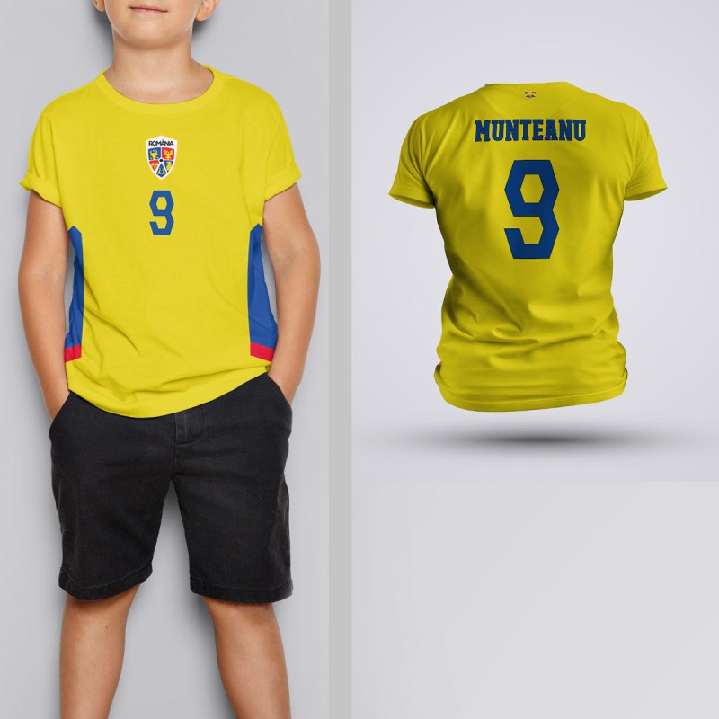 Tricou Copii Munteanu - Romania - Galben,Tricouri Fotbal