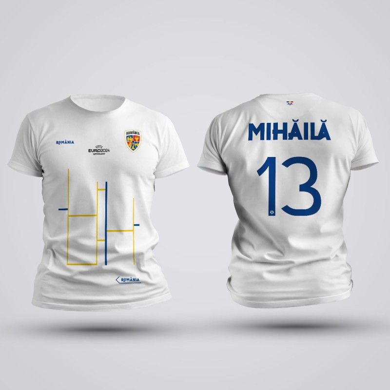 Tricou Mihaila - Romania - Alb,Tricouri Fotbal