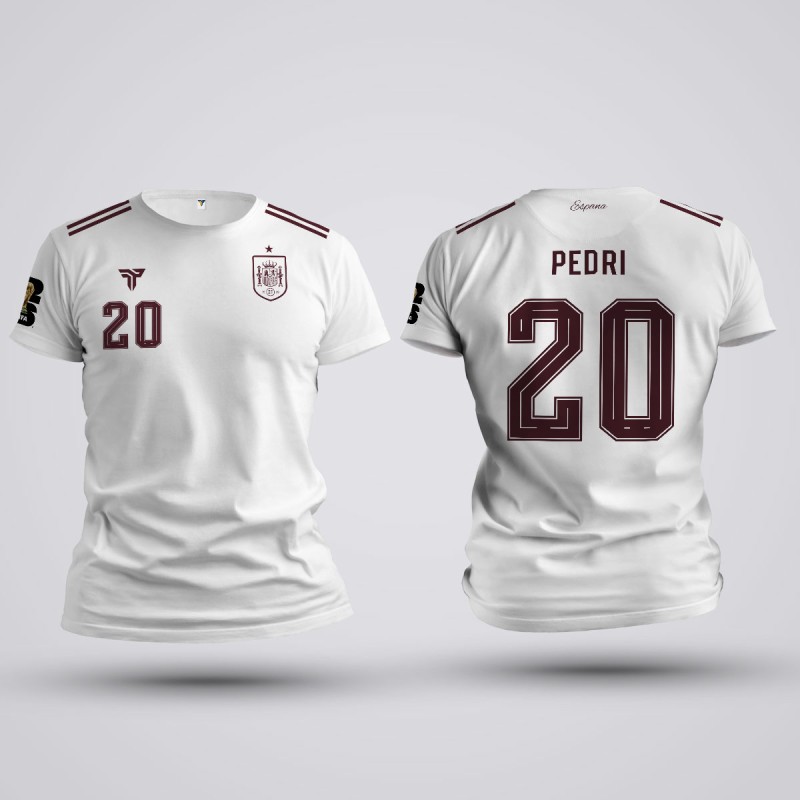 Tricou Pedri - Spania - Alb,Tricouri Fotbal