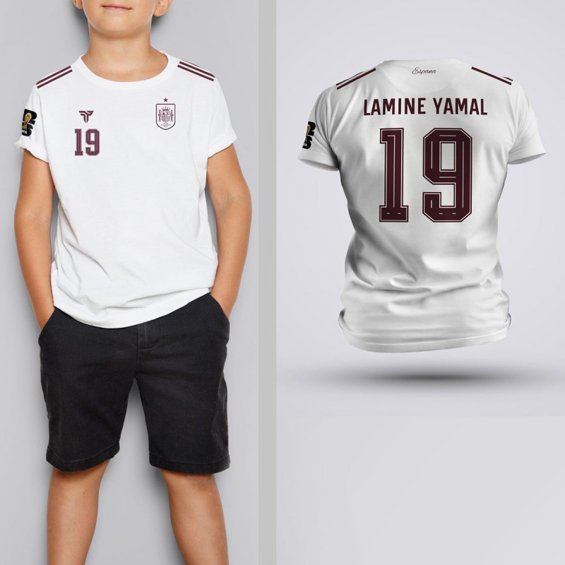 Tricou Copii Lamine Yamal - Spania - Alb,Tricouri Fotbal
